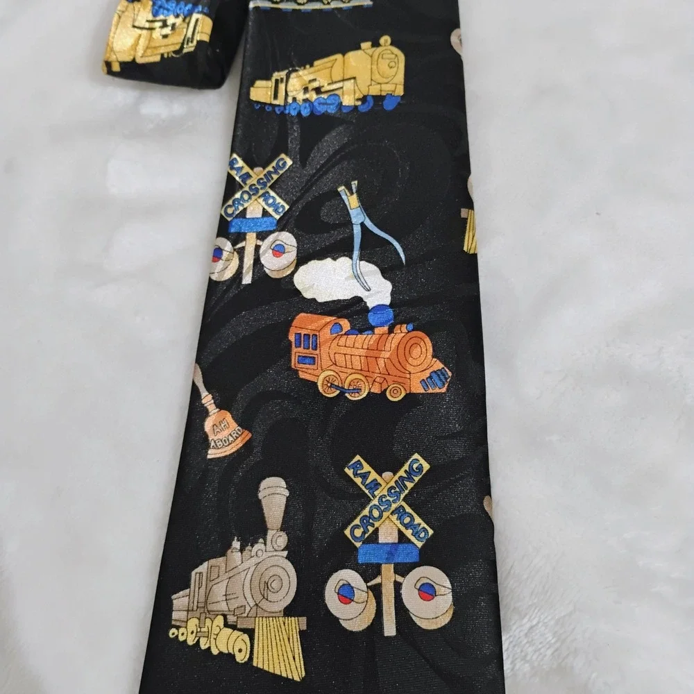 Steven Harris Mens Train Locomotive Railroad Crossing Novelty‎ Tie Model